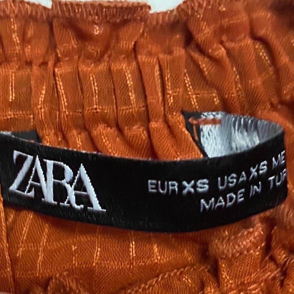 Zara Rust Off-Shoulder Ruffle Top - Picture 2 of 3